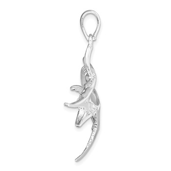 De-Ani Sterling Silver Rhodium-Plated Polished and Textured Marlin Fish Pendant — alternate view