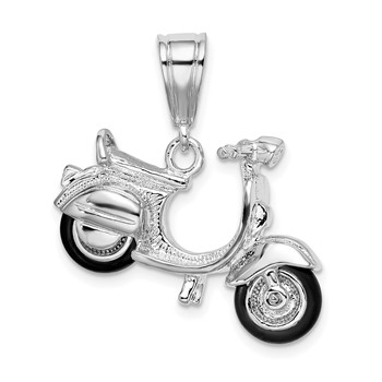 Sterling Silver Polished 3D Rubber Tires Vespa Pendant