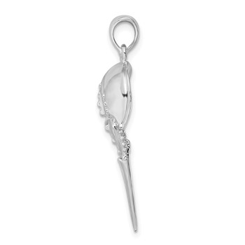 De-Ani Sterling Silver Rhodium-Plated Polished Moving Tail Horse Shoe Crab Pendant — alternate view