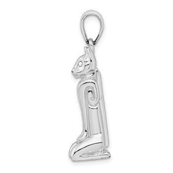 Sterling Silver Polished 3D Marco Island Cat Pendant — alternate view