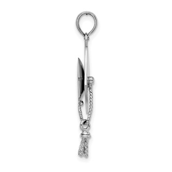 De-Ani Sterling Silver Rhodium-plated Polished 3D Moveable Tassel Graduation Cap Pendant — alternate view