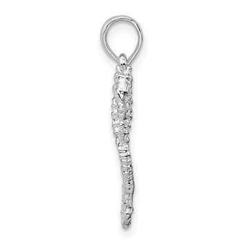 De-Ani Sterling Silver Rhodium-Plated Polished and Textured 3D Sea Horse Pendant — alternate view