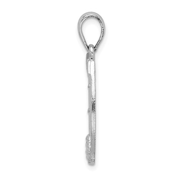 De-Ani Sterling Silver Rhodium-Plated Polished Dollar Sign In Horse Shoe Pendant — alternate view