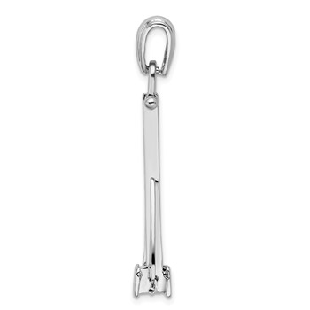 De-Ani Sterling Silver Rhodium-Plated Polished 3D Moveable Danforth Anchor Pendant — alternate view