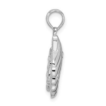 De-Ani Sterling Silver Rhodium-Plated Polished and Textured Shell with Starfish Pendant — alternate view