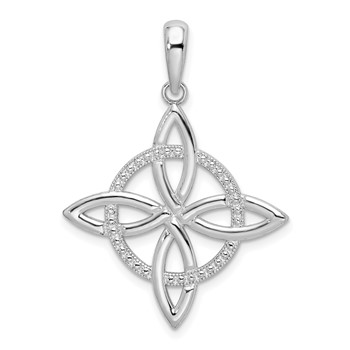 De-Ani Sterling Silver Rhodium-Plated Polished Celtic Eternity Knot Pendant