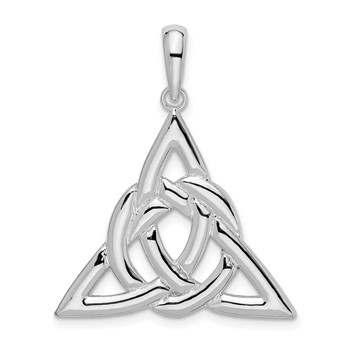 De-Ani Sterling Silver Rhodium-Plated Polished Celtic Trinity Knot Pendant