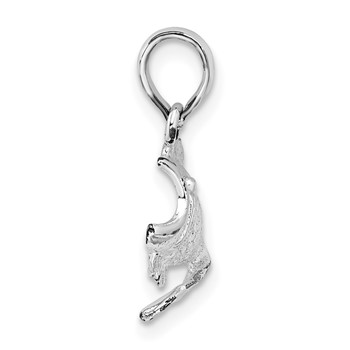 De-Ani Sterling Silver Rhodium-Plated Polished Jumping Bass Fish Pendant — alternate view
