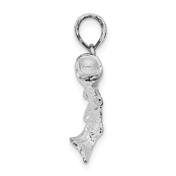 De-Ani Sterling Silver Rhodium-Plated Polished Bass Fish Curved Tail Pendant — alternate view