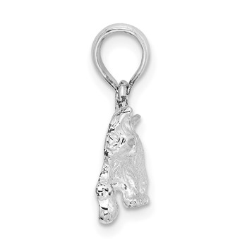 De-Ani Sterling Silver Rhodium-Plated Polished Cat with Ball Pendant — alternate view