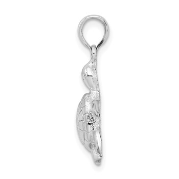 De-Ani Sterling Silver Rhodium-Plated Polished and Textured Turtle Pendant — alternate view