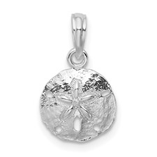 Image of De-Ani Sterling Silver Rhodium-Plated Polished and Textured Small Sand Dollar Pendant