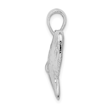 De-Ani Sterling Silver Rhodium-Plated Polished and Textured Shark Tooth Pendant — alternate view