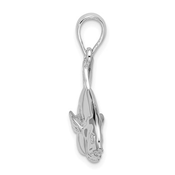 De-Ani Sterling Silver Rhodium-Plated Polished 3D Pompano Fish Pendant — alternate view