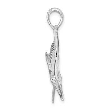 De-Ani Sterling Silver Rhodium-Plated Polished and Satin Blue Marlin Pendant — alternate view