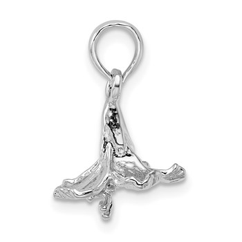 Sterling Silver Polished 3D Hibiscus Flower Pendant — alternate view