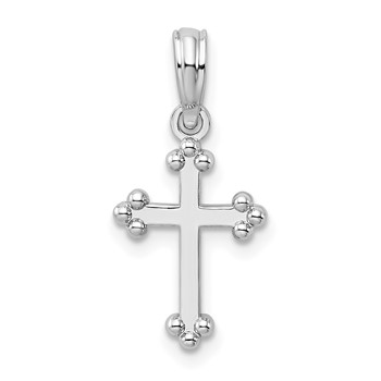 De-Ani Sterling Silver Rhodium-plated Polished Small Budded Cross Pendant