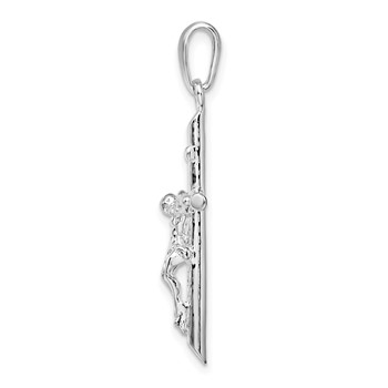 De-Ani Sterling Silver Rhodium-Plated Polished Crucifix Cross Pendant — alternate view