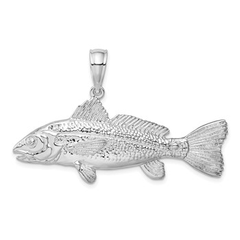 De-Ani Sterling Silver Rhodium-Plated Polished 3D Red Fish Pendant