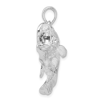 De-Ani Sterling Silver Rhodium-Plated Jumping Bass Fish Pendant — alternate view