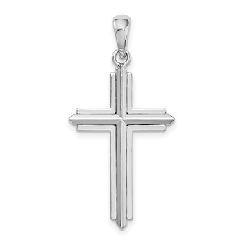 De-Ani Sterling Silver Rhodium-Plated Passion Cross with Frame Pendant