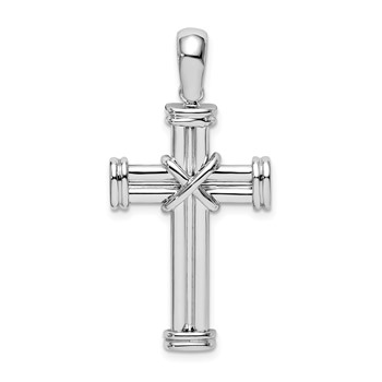 De-Ani Sterling Silver Rhodium-Plated with Endcaps and X Latin Cross Pendant