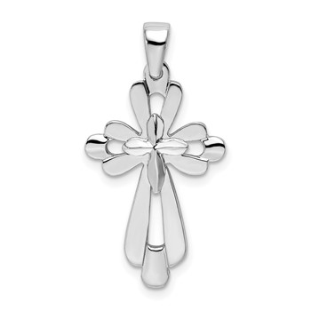 De-Ani Sterling Silver Rhodium-plated Fancy Cut-Out Cross Pendant
