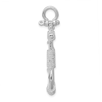De-Ani Sterling Silver Rhodium-Plated Polished Anchor with Rope Pendant — alternate view