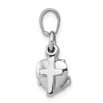 De-Ani Sterling Silver Rhodium-plated Polished 3D Moveable Anchor / Heart / Cross Pendant — alternate view