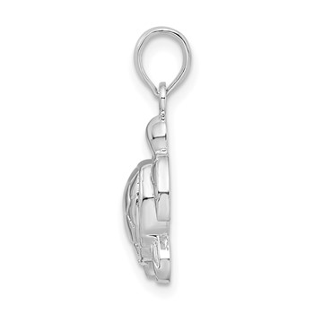 De-Ani Sterling Silver Rhodium-Plated Polished Sea Turtle Pendant — alternate view