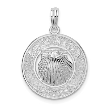 De-Ani Sterling Silver Rhodium-Plated Jamaica Round Circle with Shell Pendant