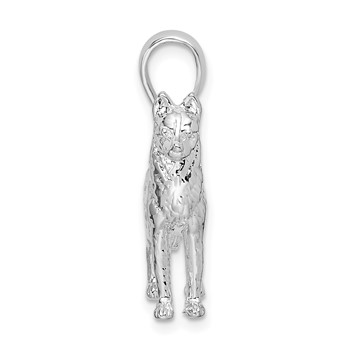 De-Ani Sterling Silver Rhodium-Plated Textured 3D Siberian Husky Pendant — alternate view