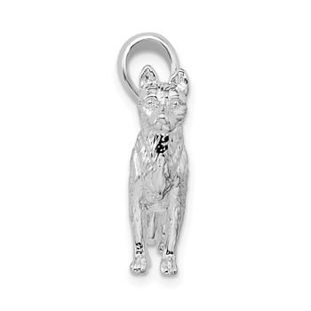 De-Ani Sterling Silver Rhodium-Plated Textured 3D German Shepherd Pendant — alternate view