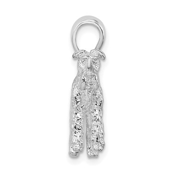 De-Ani Sterling Silver Rhodium-Plated Textured 3D Wire Fox Terrier Pendant — alternate view