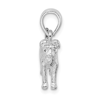 De-Ani Sterling Silver Rhodium-Plated Textured 3D Jack Russell Terrier Pendant — alternate view