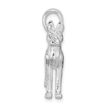 De-Ani Sterling Silver Rhodium-Plated Textured 3D Great Dane Pendant — alternate view