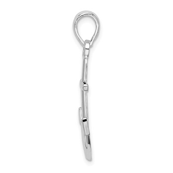 De-Ani Sterling Silver Rhodium-Plated Polished Anchor Pendant — alternate view