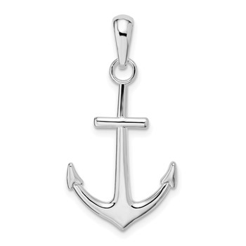 De-Ani Sterling Silver Rhodium-Plated Polished Anchor Pendant
