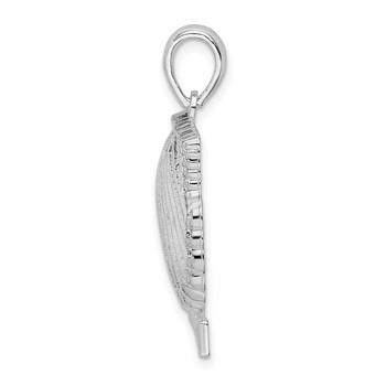 De-Ani Sterling Silver Rhodium-Plated Polished St. Thomas Scallop Shell Pendant — alternate view