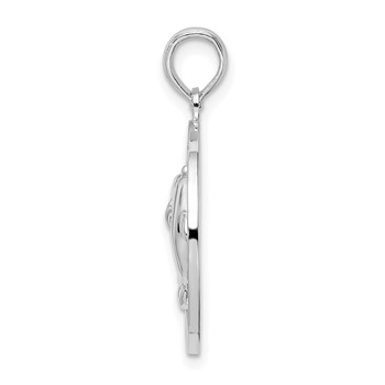 De-Ani Sterling Silver Rhodium-Plated St. Thomas Circle with Dolphins Pendant — alternate view