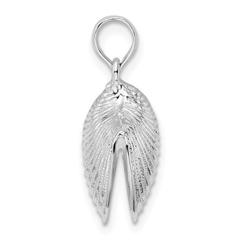 De-Ani Sterling Silver Rhodium-Plated Polished 3D Clam Shell Pendant — alternate view