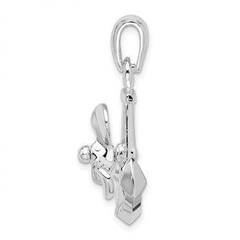 De-Ani Sterling Silver Rhodium-Plated Moveable 3D Anchor with Propeller Pendant — alternate view