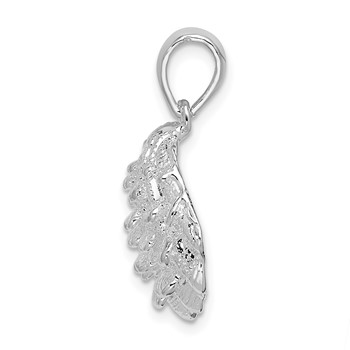 De-Ani Sterling Silver Rhodium-Plated Textured Oyster Shell Pendant — alternate view
