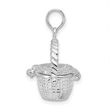 De-Ani Sterling Silver Rhodium-Plated Moveable 3D Nantucket Basket Pendant — alternate view
