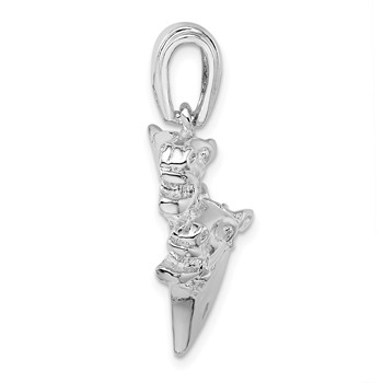 De-Ani Sterling Silver Rhodium-plated Polished Double Horse Head Pendant — alternate view