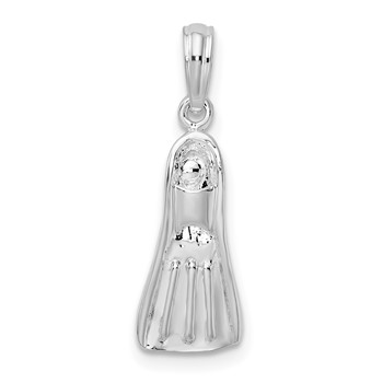 De-Ani Sterling Silver Rhodium-plated Polished 3D Scuba Flipper Pendant