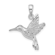 Image of De-Ani Sterling Silver Rhodium-Plated Polished Hummingbird Pendant