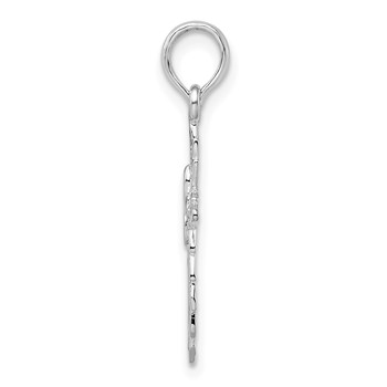 De-Ani Sterling Silver Rhodium-Plated Scalloped Edge Cut-Out Cross Pendant — alternate view