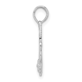 De-Ani Sterling Silver Rhodium-plated Polished #1 Mom with Flower Pendant — alternate view