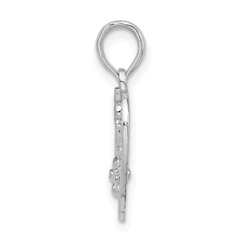 De-Ani Sterling Silver Rhodium-Plated Polished #1 Sister with Flower Heart Pendant — alternate view